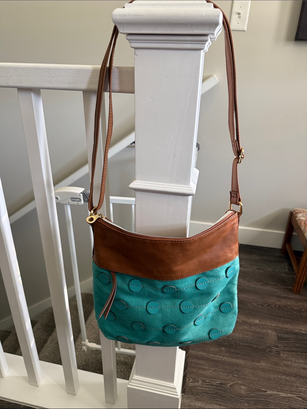 Relic Teal and Brown Crossbody Shoulder Bag Purse